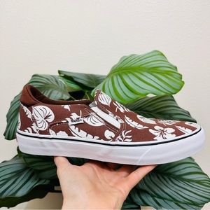 🍹NEW🌴 Vans Asher Deluxe Floral Party Root Beer Slip-On Sneakers